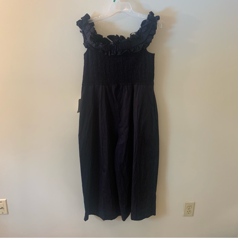Nordstrom 1901 Cotton Smocked Ruffle Off Shoulder Wide Leg Cropped Jumpsuit - Picture 15 of 15